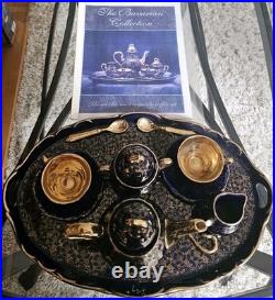 BAVARIA Echt Kobalt floral design gold on cobalt blue porcelain Coffee Set