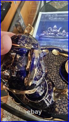 BAVARIA Echt Kobalt floral design gold on cobalt blue porcelain Coffee Set