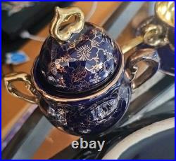 BAVARIA Echt Kobalt floral design gold on cobalt blue porcelain Coffee Set