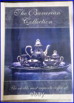 BAVARIA Echt Kobalt floral design gold on cobalt blue porcelain Coffee Set