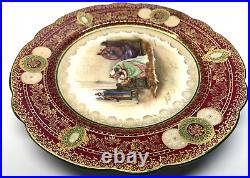 BAWO & DOTTER Imperial Crown China Austria Red and Gold Plate Death of King Lear