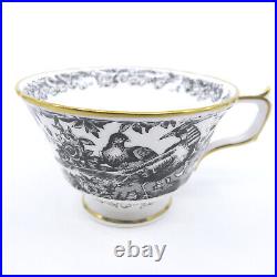 BLACK AVES by ROYAL CROWN DERBY Bone China Footed Cup & Saucer Set(s) Gold A1310