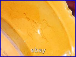 Barbed Rim Yellow Incised'Dragon' Dish 22cm Hongzhi Mk Very Good Condition