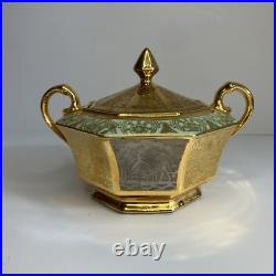 Bavaria Tirschenreuth China Sugar Dish 24 Karat Gold Incrusted And Platinum Rare