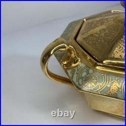 Bavaria Tirschenreuth China Sugar Dish 24 Karat Gold Incrusted And Platinum Rare