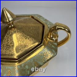 Bavaria Tirschenreuth China Sugar Dish 24 Karat Gold Incrusted And Platinum Rare