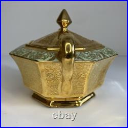 Bavaria Tirschenreuth China Sugar Dish 24 Karat Gold Incrusted And Platinum Rare