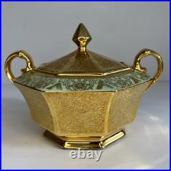 Bavaria Tirschenreuth China Sugar Dish 24 Karat Gold Incrusted And Platinum Rare