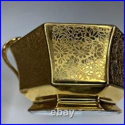 Bavaria Tirschenreuth China Sugar Dish 24 Karat Gold Incrusted And Platinum Rare