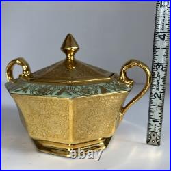 Bavaria Tirschenreuth China Sugar Dish 24 Karat Gold Incrusted And Platinum Rare