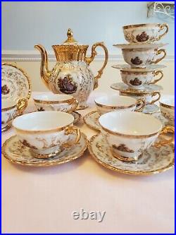Bavarian china tea pot set w gold trim GERMANY