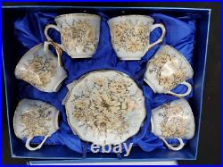 Bavarie Germany Fine Porcelain 24k T. G. P. Golden Rose 6 Tea Cups and Saucers