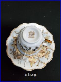 Bavarie Germany Fine Porcelain 24k T. G. P. Golden Rose 6 Tea Cups and Saucers