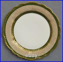 Beautiful 9 pcs Limoges France Decor Dessert Set Tray & 8 Plates Green with Gold