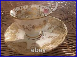 Beautiful Antique Davenport Longport China Cup & Saucer Gold and Hand Painted 2
