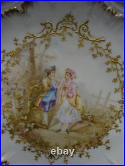 Beautiful Antique Limoges Gold Gilt Encrusted Hand Painted Cabinet Plate