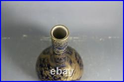 Beautiful Chinese blue glaze porcelain gilded vase