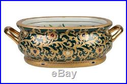 Beautiful Green and Gold Tapestry Porcelain Foot Bath 19