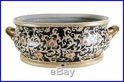 Beautiful Large Black and Gold Tapestry Porcelain Foot Bath 22.5L
