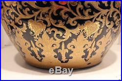 Beautiful Navy and Gold Porcelain Fish Bowl Pot Tapestry Gold Gild 16