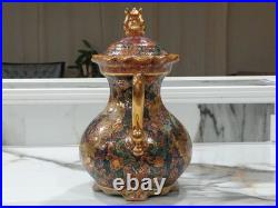 Beautiful Vintage Satsuma Vase With LID Ornate Gilded Geisha Scene Must See