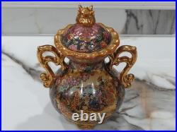 Beautiful Vintage Satsuma Vase With LID Ornate Gilded Geisha Scene Must See