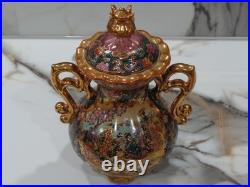 Beautiful Vintage Satsuma Vase With LID Ornate Gilded Geisha Scene Must See