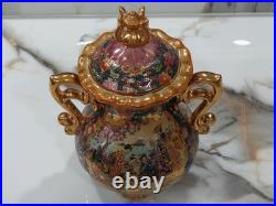 Beautiful Vintage Satsuma Vase With LID Ornate Gilded Geisha Scene Must See