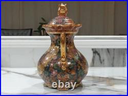 Beautiful Vintage Satsuma Vase With LID Ornate Gilded Geisha Scene Must See