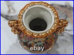 Beautiful Vintage Satsuma Vase With LID Ornate Gilded Geisha Scene Must See