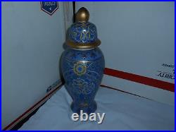 Beautiful Vtg/antique Gold Guilded Chinese Decorated 13 Blue Porcelain Urn Jar