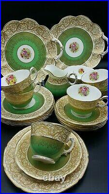 Bishop China Hand Painted Floral-Gold Gilded Part Tea Set for 6 people