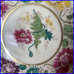 Black Knight Hand Painted Floral Bavarian China Gold Tim Dinner Plate Set of 4
