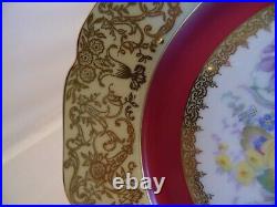 Bohemia Czechoslovakia Macy's Floral & Gold Set of 4 Dinner Plates EXCELLENT