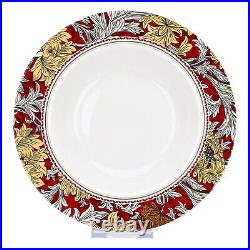 Bone China Dinner Service Set 20pc Porcelain Dinnerware MORRIS GARDEN Red Gold Bone China Dinner Service Set 20pc Porcelain Dinnerware MORRIS GARDEN Red Gold