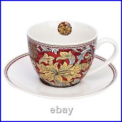 Bone China Dinner Service Set 20pc Porcelain Dinnerware MORRIS GARDEN Red Gold Bone China Dinner Service Set 20pc Porcelain Dinnerware MORRIS GARDEN Red Gold