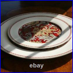 Bone China Dinner Service Set 20pc Porcelain Dinnerware MORRIS GARDEN Red Gold Bone China Dinner Service Set 20pc Porcelain Dinnerware MORRIS GARDEN Red Gold