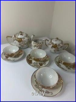 Bone china Nippon gold leaf 13 Piece China Tea Set