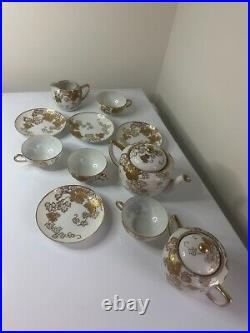 Bone china Nippon gold leaf 13 Piece China Tea Set