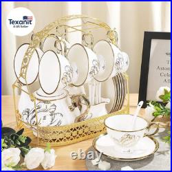 British Porcelain Tea Coffee Set 22 Piece New Bone China Gold Tulip Tea Service British Porcelain Tea Coffee Set 22 Piece New Bone China Gold Tulip Tea Service
