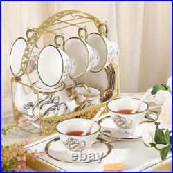British Porcelain Tea Coffee Set 22 Piece New Bone China Gold Tulip Tea Service