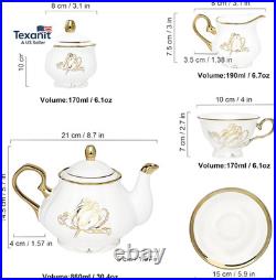 British Porcelain Tea Coffee Set 22 Piece New Bone China Gold Tulip Tea Service