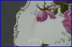 Brown Westhead Moore Cauldon S Pope Hand Painted Pink Rose & Raised Gold Plate