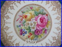 CAULDON Bone China England Teal Ornate GILT Floral 9.25 Plate Set of 5