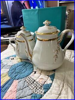 CFH- Haviland china- Gold Gilded- leaf pattern- Charles F Haviland- tea pot