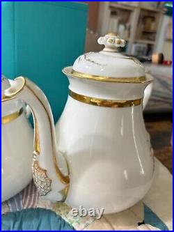 CFH- Haviland china- Gold Gilded- leaf pattern- Charles F Haviland- tea pot