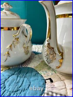 CFH- Haviland china- Gold Gilded- leaf pattern- Charles F Haviland- tea pot