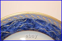 CHRISTIAN DIOR FINE CHINA AZURE ROYALE 10-7/8 DINNER PLATE-BLUE MARBLE WithGOLD