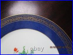 Cauldon China England 3 Dinner Plates Cobalt And Gold Band Flowers 10.5 ^^