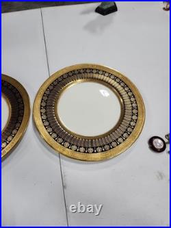 Cauldon Ltd England Antique Gilded Gold 10.5 Plate Set Encrusted Porcelian